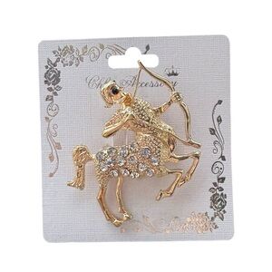 3/$25 Chloe Accessory Gold Tone Sagittarius Zodiac Archer Pin Brooch
